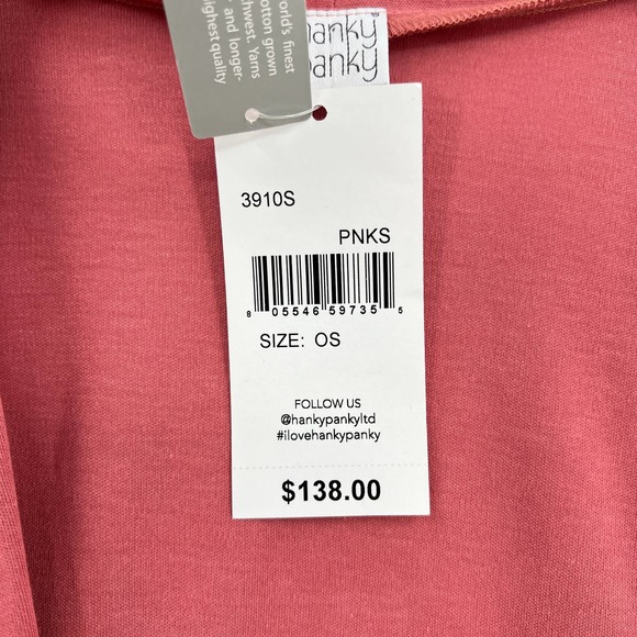HANKY PANKY Womens Pima Cotton Robe Pink One Size Mid-length Long Sleeve NWT - Picture 6 of 8